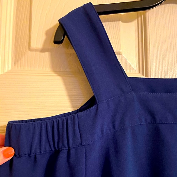 NWOT💙Rich Royal Blue Cold Shoulder Blouse - Picture 3 of 15
